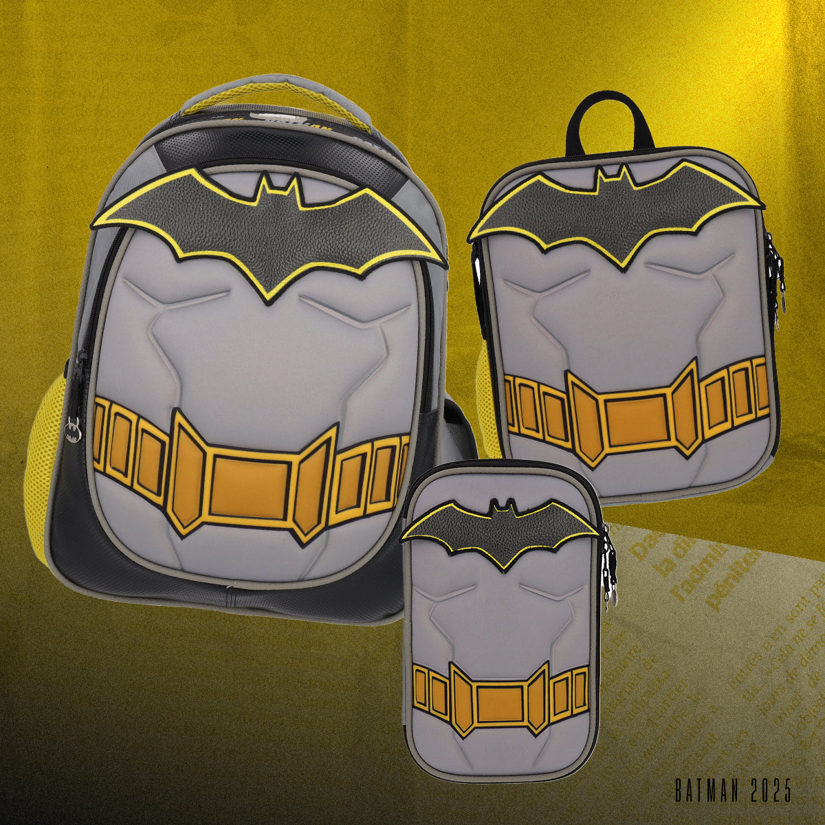 Set Mochila, Lonchera y Estuchera Escolar Batman Hero Armor