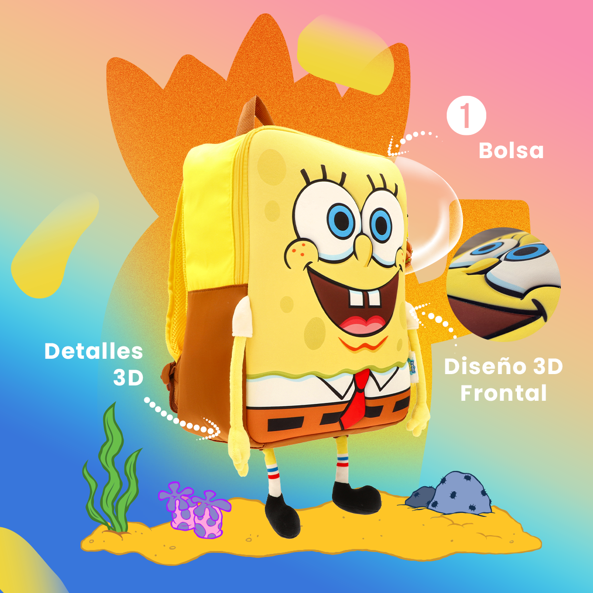 Mochila Bob Esponja con Manitas
