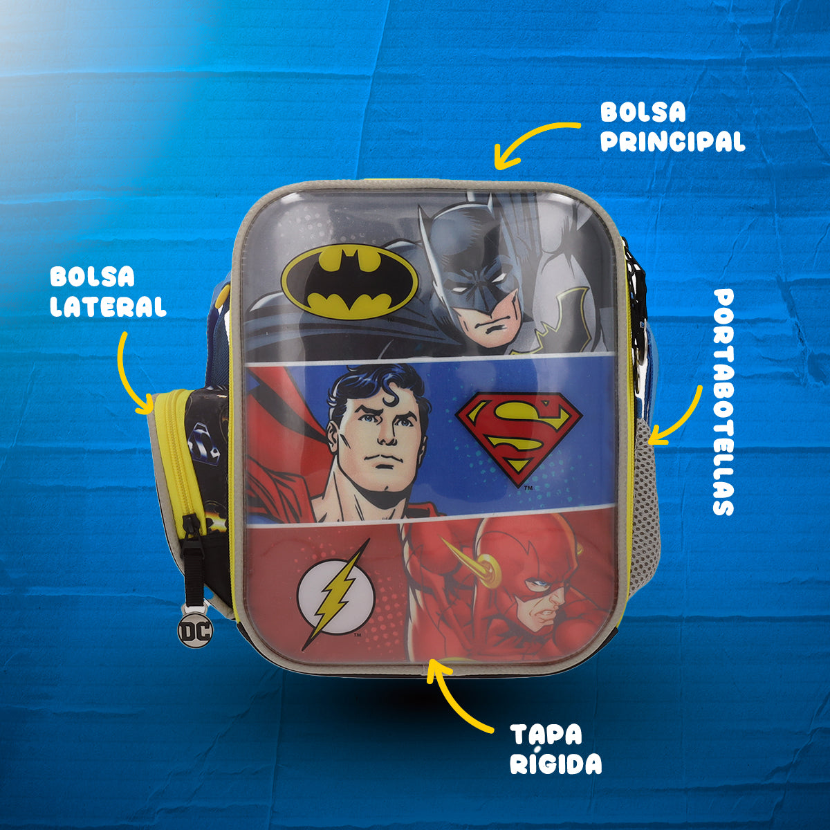 Set Mochila, Lonchera y Estuchera Escolar Justice League