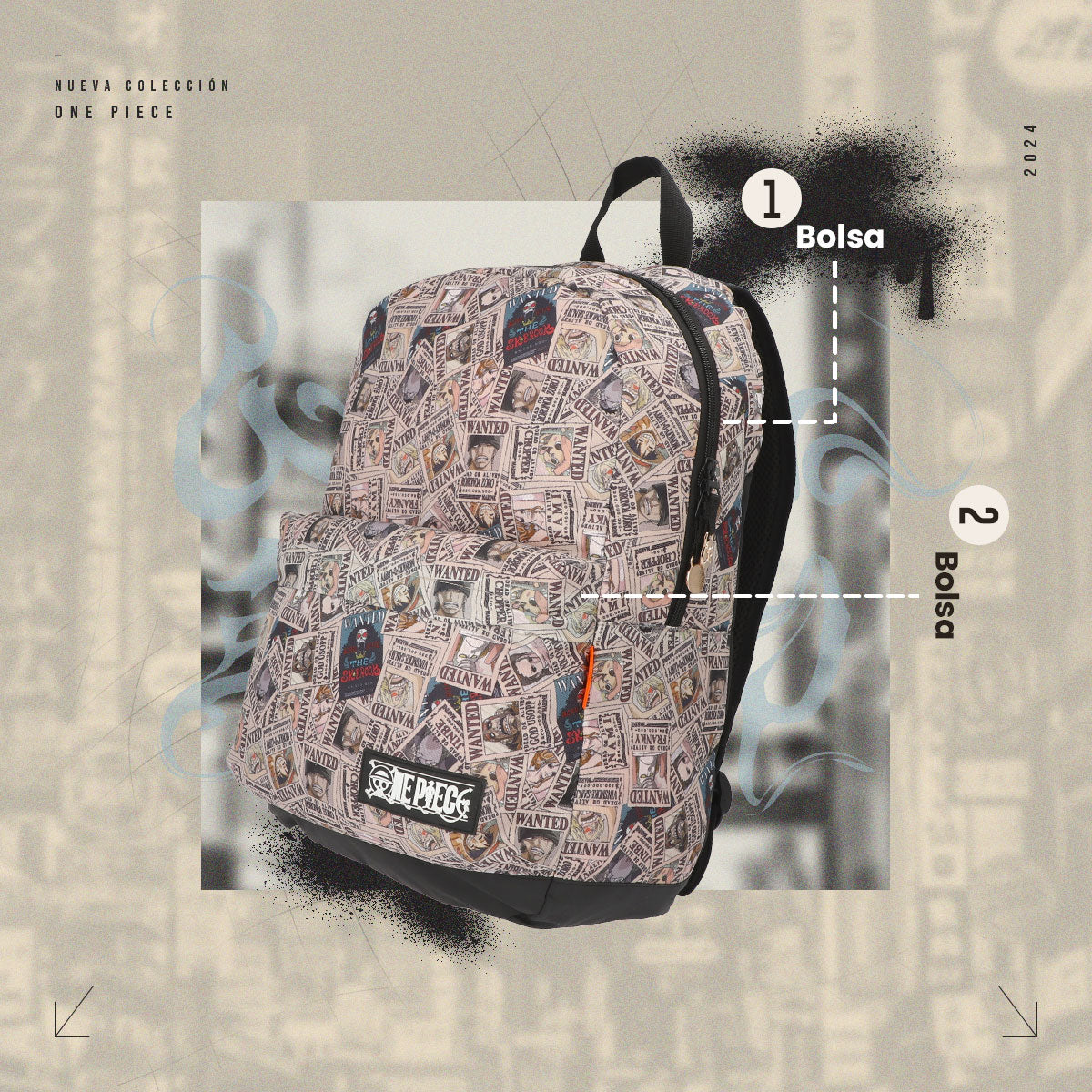 Mochila, Lonchera y Lapicera One Piece Carteles Se Busca