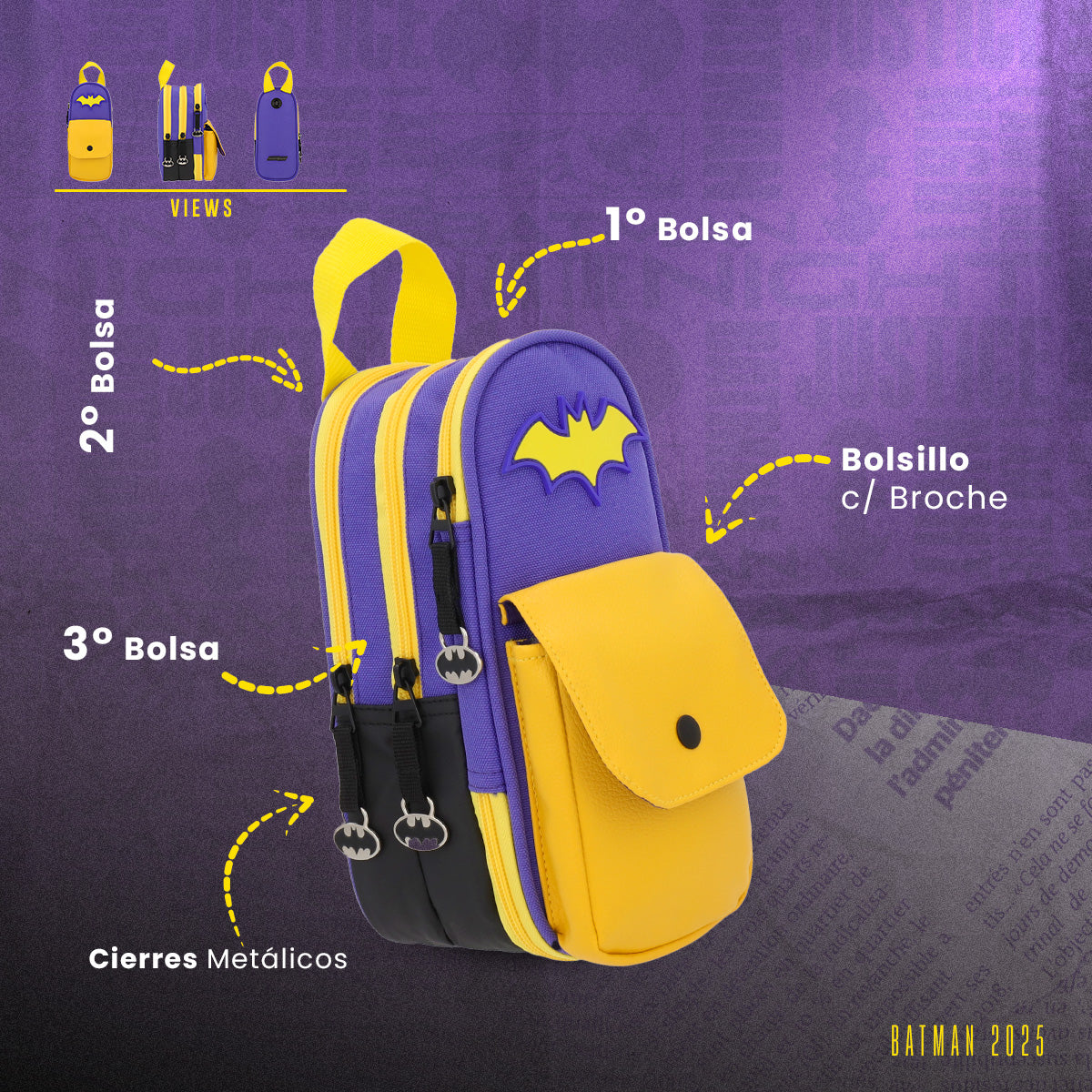 Estuchera Bat Girl Triple Cierre