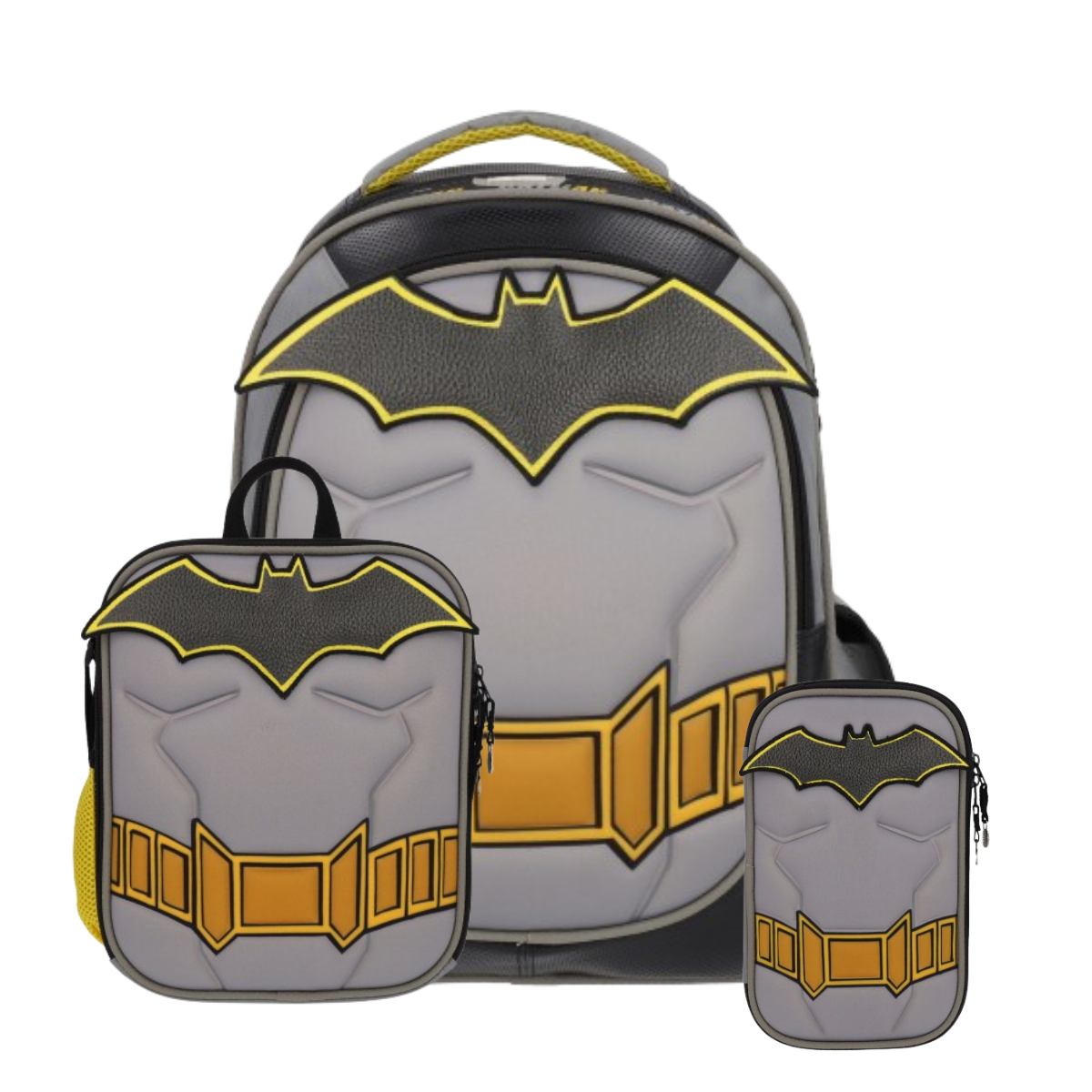 Set Mochila, Lonchera y Estuchera Escolar Batman Hero Armor