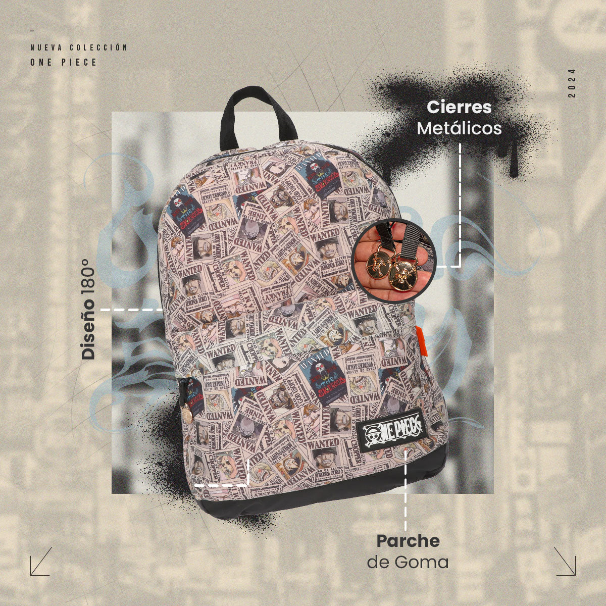 Mochila, Lonchera y Lapicera One Piece Carteles Se Busca