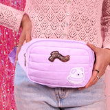Mochila Squishmallows Panda Lila con cangurera incluida