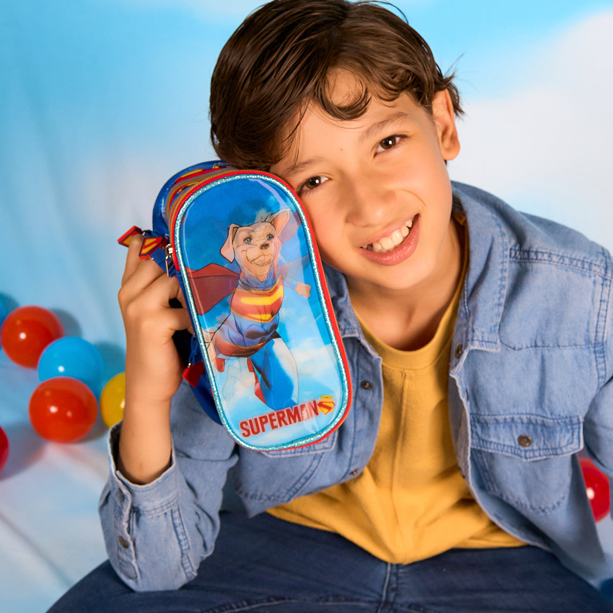 Estuchera Escolar Superman Krypto Lenticular